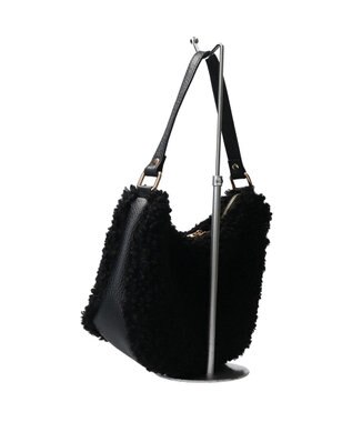 INTER-CHAUSSURES 【ANDREA CARDONE ITALI】レザーハンドルボアホーボーバッグ ブラック