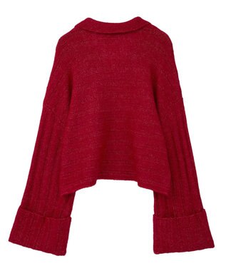 CRAFT STANDARD BOUTIQUE ロールアップ袖ショート丈ニットプルオーバー Red