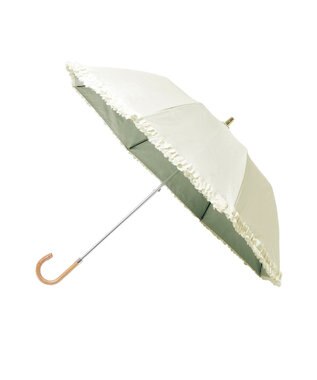 MOONBAT 【晴雨兼用日傘】LANVIN en Bleu (ランバン オン ブルー) 折りたたみ日傘 ドビーフリル 遮光 遮熱 UV オフホワイト（無地）