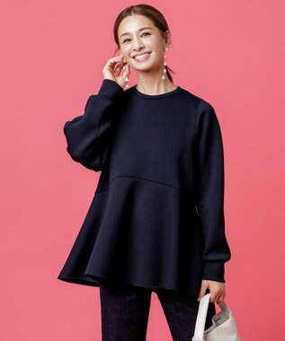 UNFILO BEAUTY FORM JERSEY ペプラム トップス ネイビー