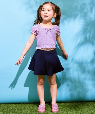 ANY KIDS ギンガムチェック セパレート 水着 ラベンダーギンガム×ネイビー