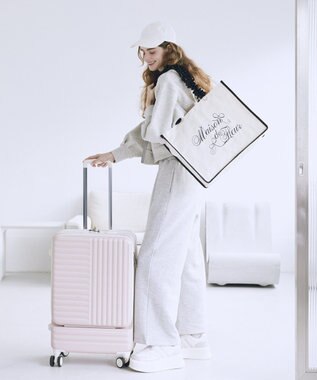 Maison de FLEUR ロゴ刺繍フリルハンドル帆布キャリーオンバッグ