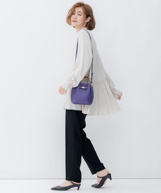 23区 S 【洗える】ドライダブルサテン ドロスト パンツ ブラック系