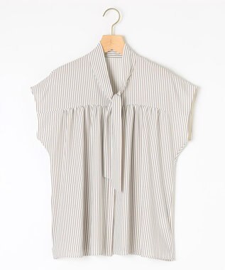 組曲 ライトデシンボウタイ ブラウス ベージュストライプ系1