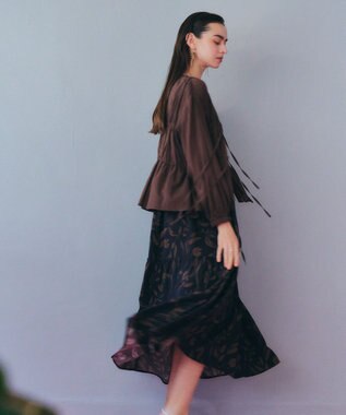 YECCA VECCA リボンデザインシアーブラウス Brown