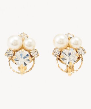  パール調ストーンサークル イヤリング