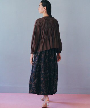 YECCA VECCA リボンデザインシアーブラウス Brown