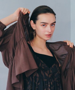 YECCA VECCA リボンデザインシアーブラウス Brown