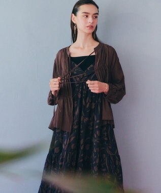 YECCA VECCA リボンデザインシアーブラウス Brown