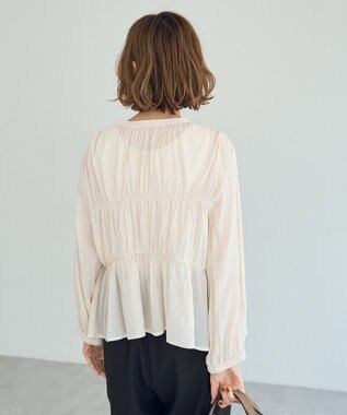 YECCA VECCA リボンデザインシアーブラウス Brown