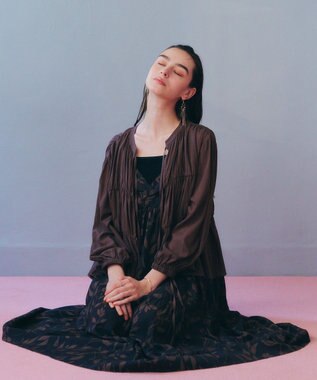 YECCA VECCA リボンデザインシアーブラウス Brown