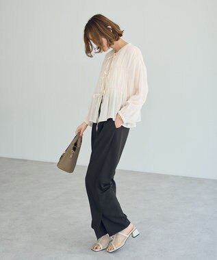 YECCA VECCA リボンデザインシアーブラウス Brown