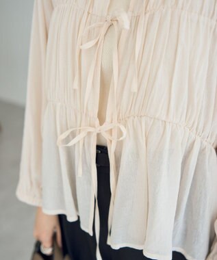 YECCA VECCA リボンデザインシアーブラウス Brown