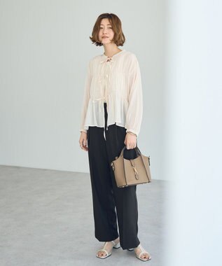 YECCA VECCA リボンデザインシアーブラウス Brown