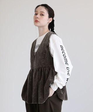 Green Parks ・ＥＬＥＮＣＡＲＥ　ＤＵＥ　ケミカルコーデュロイベスト Brown