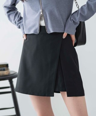 WEGO レイヤードスリットスカパン ブラック