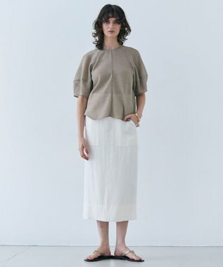 BEIGE， 【洗える】BERNARD / リネンアウトポケットハイウエストスカート Meringue