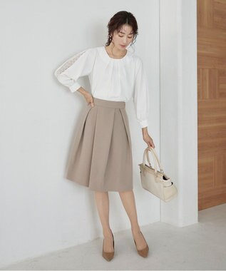 Tiaclasse 【新色追加・洗える】レースパフ袖ブラウス オフホワイト