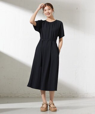 J.PRESS LADIES 【WEB限定・洗える】ナチュラルスムース ワンピース ネイビー系