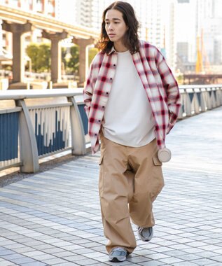 WEGO オンブレチェックシャツ レッドチェック1