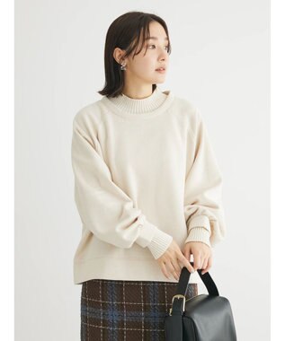 Green Parks 裏起毛ニットリブドッキングプルオーバー Light Beige