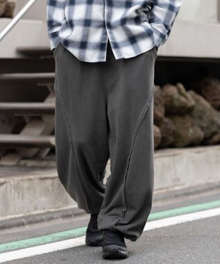 WEGO 【ユニセックス着用ITEM/ウエストゴム/MLサイズ展開】バルーン3Dスウェットパンツ ブラックその他