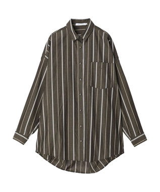 AMERICAN HOLIC ドビーストライプシャツチュニック Stripe Brown