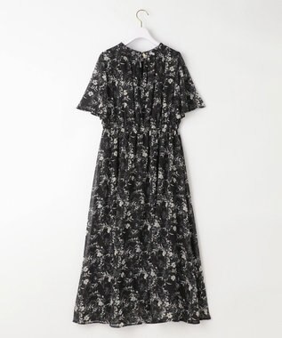 ANY SIS 【洗える】フラワープリント ワンピース ブラックベース