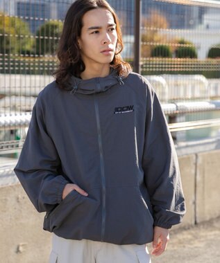 WEGO ナイロンフードシェルブルゾン ダークグレー