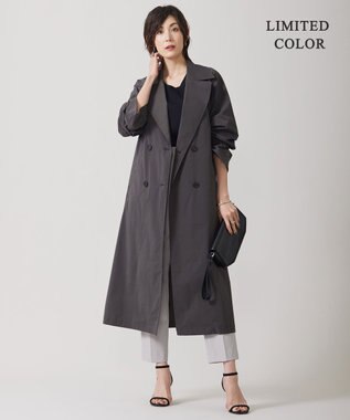 ICB 【撥水加工】 メモリーストレッチタフタ トレンチコート チャコール系［WEB＆一部店舗限定］