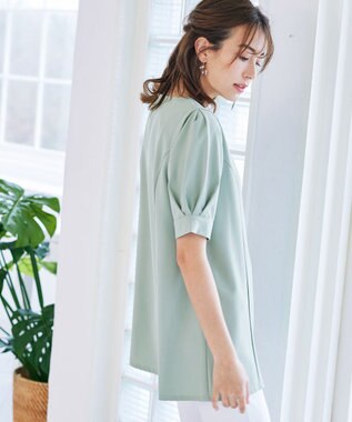 Tiaclasse 【洗える】パフスリーブチュニックブラウス ミント