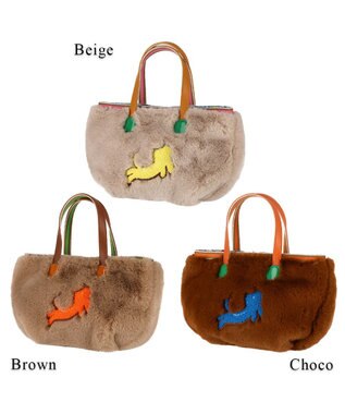 tsumori chisato CARRY キラネコファー ハンドバッグ 手提げ ベージュ