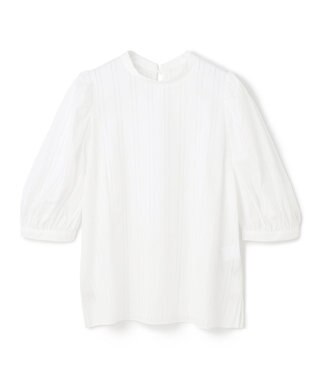 UNFILO ストライプレース 2WAY パフスリーブブラウス オフ