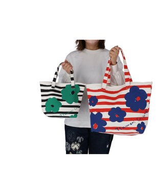 tsumori chisato CARRY フラワーボーダー トートバッグ 花柄 ボーダー レッド