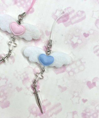 WEGO ハートエンジェルキーホルダー サックス