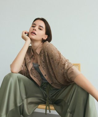 GRACE CONTINENTAL ダブルサテンイージーパンツ カーキ