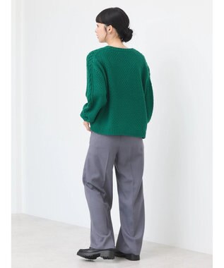 earth music&ecology ウォッシャブルケーブルプルオーバー Green