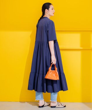 組曲 【弱撥水機能・UVケア】ライトナイロンストレッチ ワンピース ネイビー系