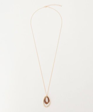 ANY メタルモチーフ ダブルリングネックレス ブラウン