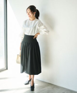 #Newans 【セレモニーにも】バルーンフレアニットスカート ブラック