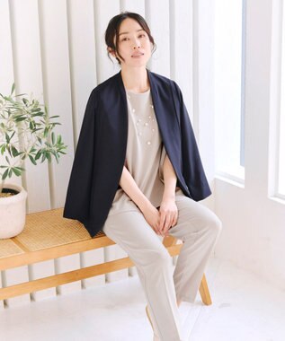 Tiaclasse 【UVカット・吸水速乾】 “きれい見え” バックペプラムトップス グレージュ