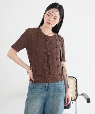 earth music&ecology SET2点メロータンク＋カーディガン Brown