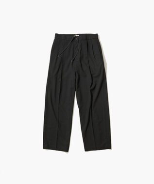 ATON TWIST WOOL TROPICAL | ツータックイージーパンツ - UNISEX BLACK