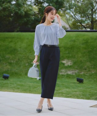 Tiaclasse 【新色追加・洗える】レースパフ袖ブラウス サックス