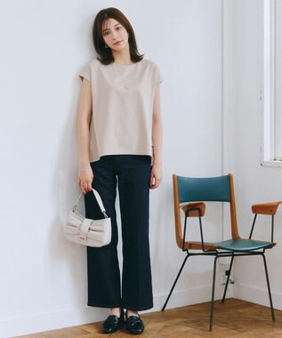 Tiaclasse 【UVカット・吸水速乾】 “きれい見え” バックペプラムトップス グレージュ