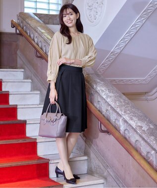 Tiaclasse 【新色追加・洗える】レースパフ袖ブラウス ベージュ