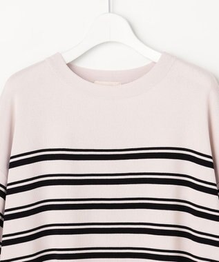 ANY SIS 【アイスタッチ】ボートネックニット プルオーバー ベージュ×ブラック