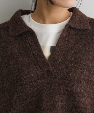 CRAFT STANDARD BOUTIQUE ロールアップ袖ショート丈ニットプルオーバー Brown