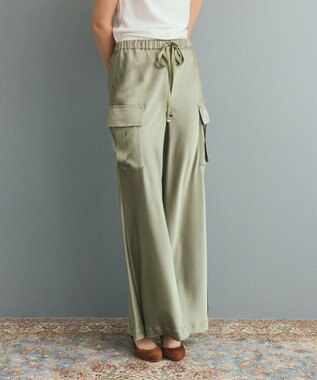 GRACE CONTINENTAL ダブルサテンイージーパンツ カーキ