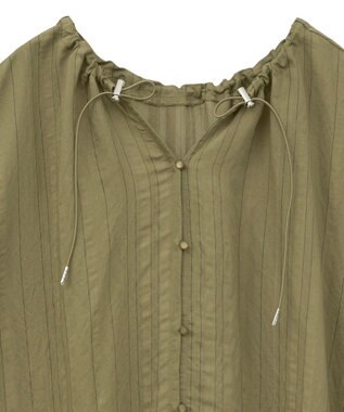 Green Parks ドロストネックフレンチスリーブブラウス Khaki